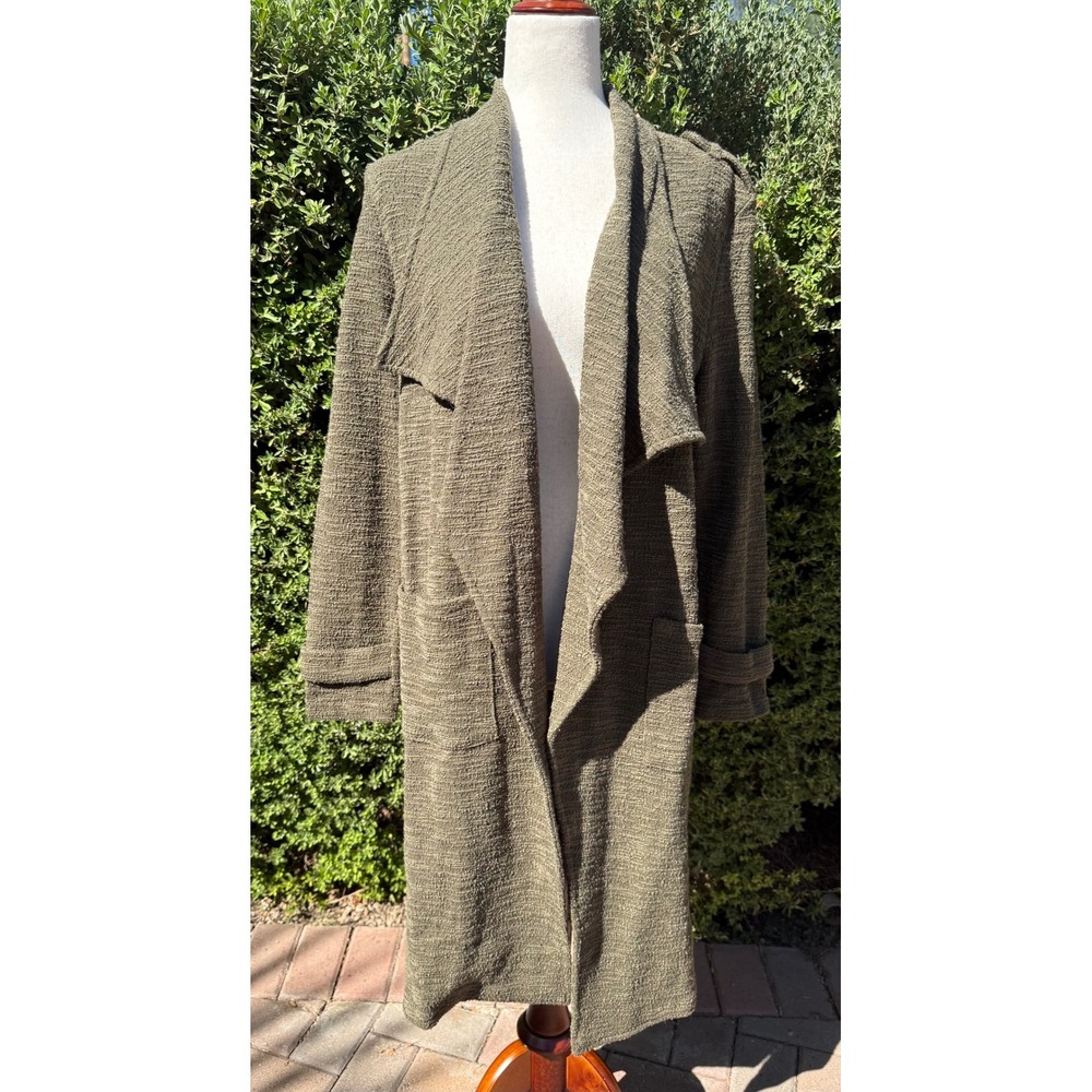 NWT BB Dakota Trench Revolution Olive Green Textured Knit Draped Coat Duster S